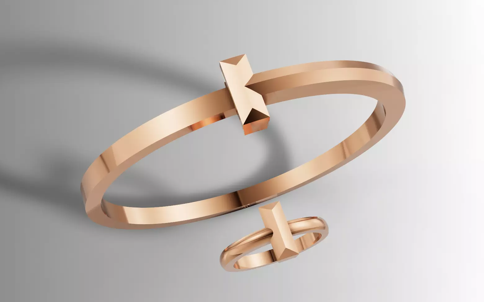 Tiffany T Style Ring Bangle Set 3D Model STL 3DM Cad File 3D print model_6