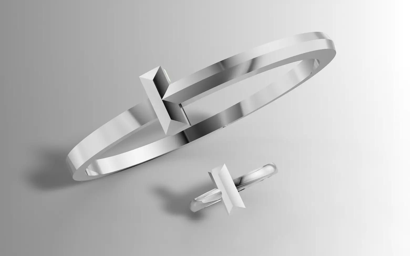 Tiffany T Style Ring Bangle Set 3D Model STL 3DM Cad File 3D print model_9