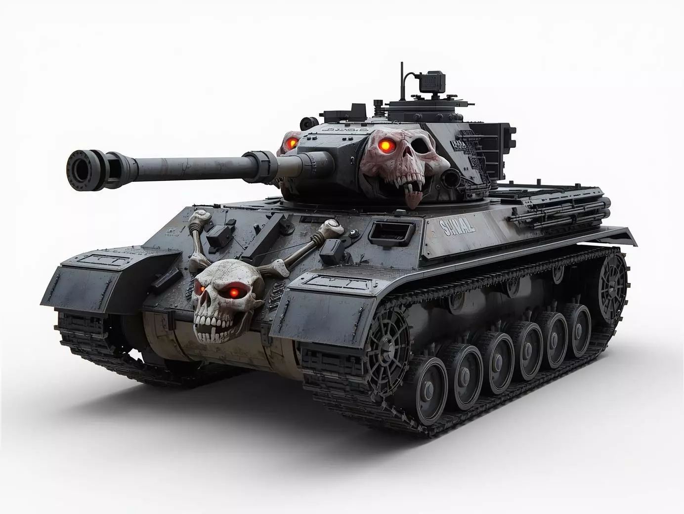 Skull Crusher Battle Tank 3D Model Horror War Gear Low-poly 3D model_0