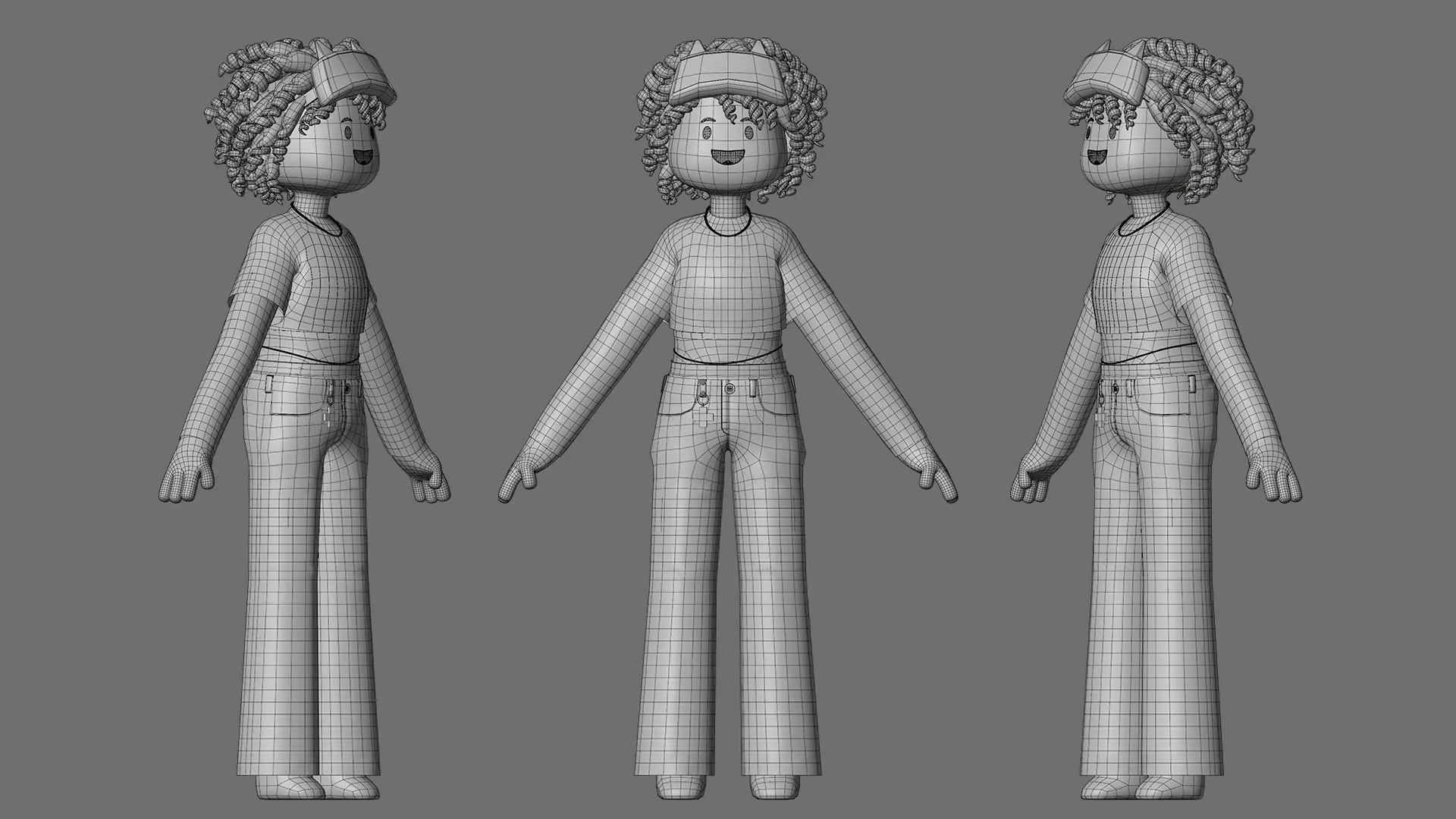 Minimal Cartoon Female Character Low-poly 3D model_6