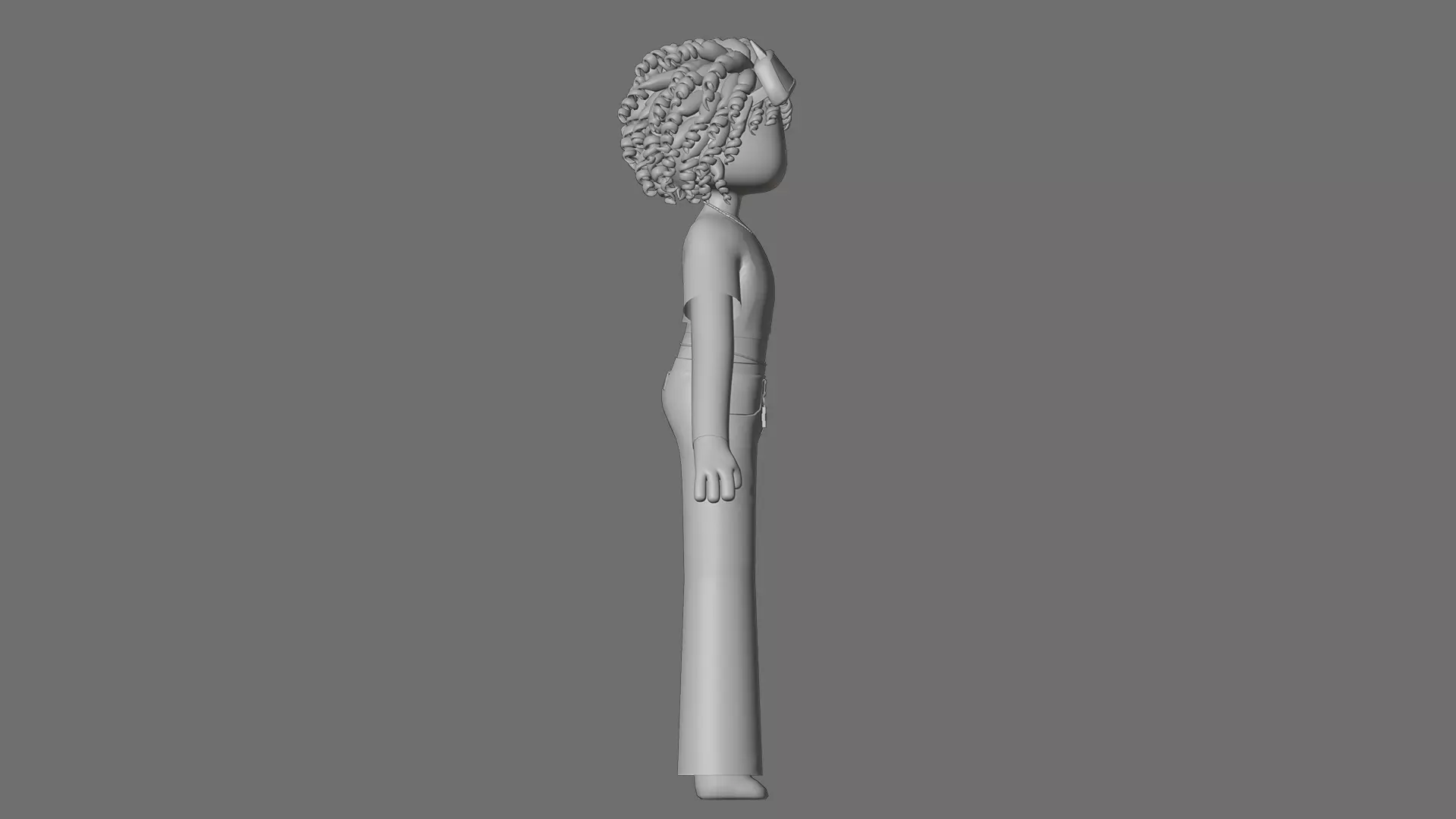 Minimal Cartoon Female Character Low-poly 3D model_21