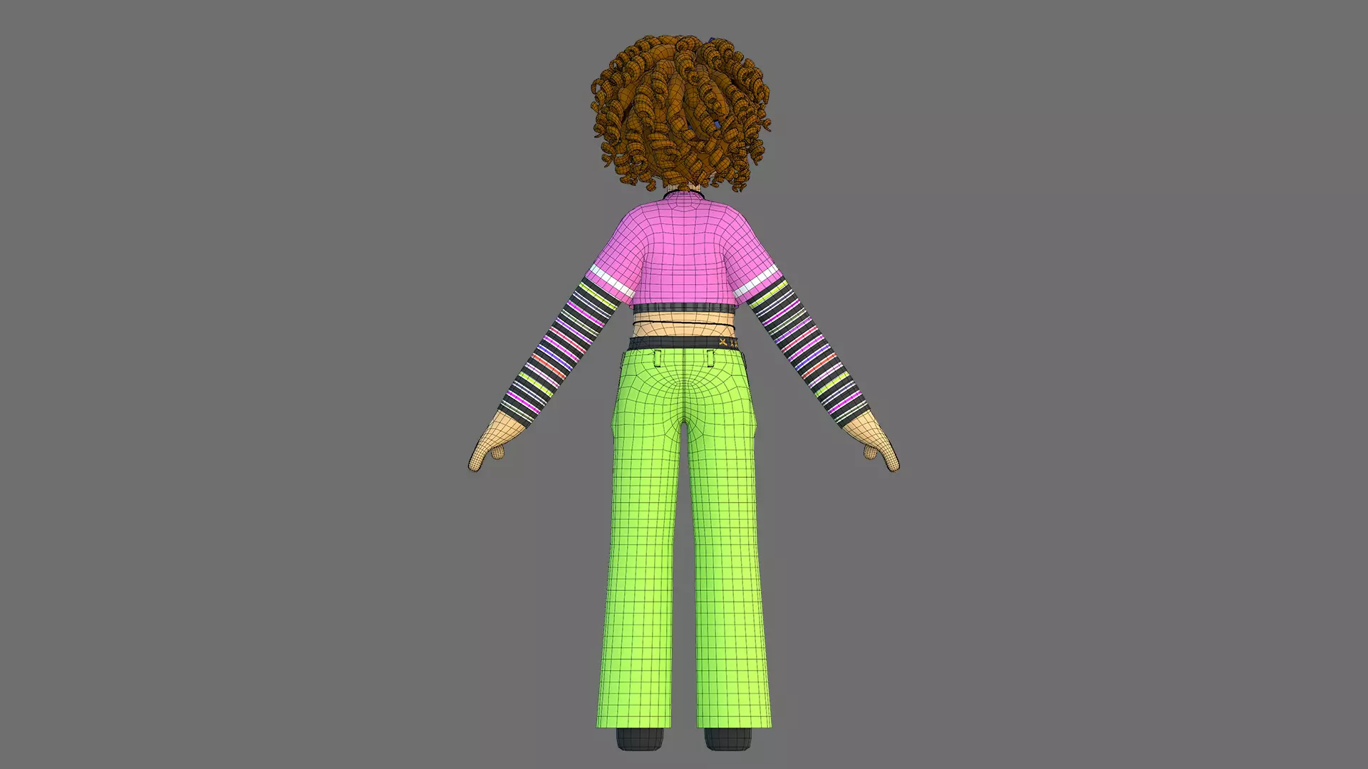 Minimal Cartoon Female Character Low-poly 3D model_34