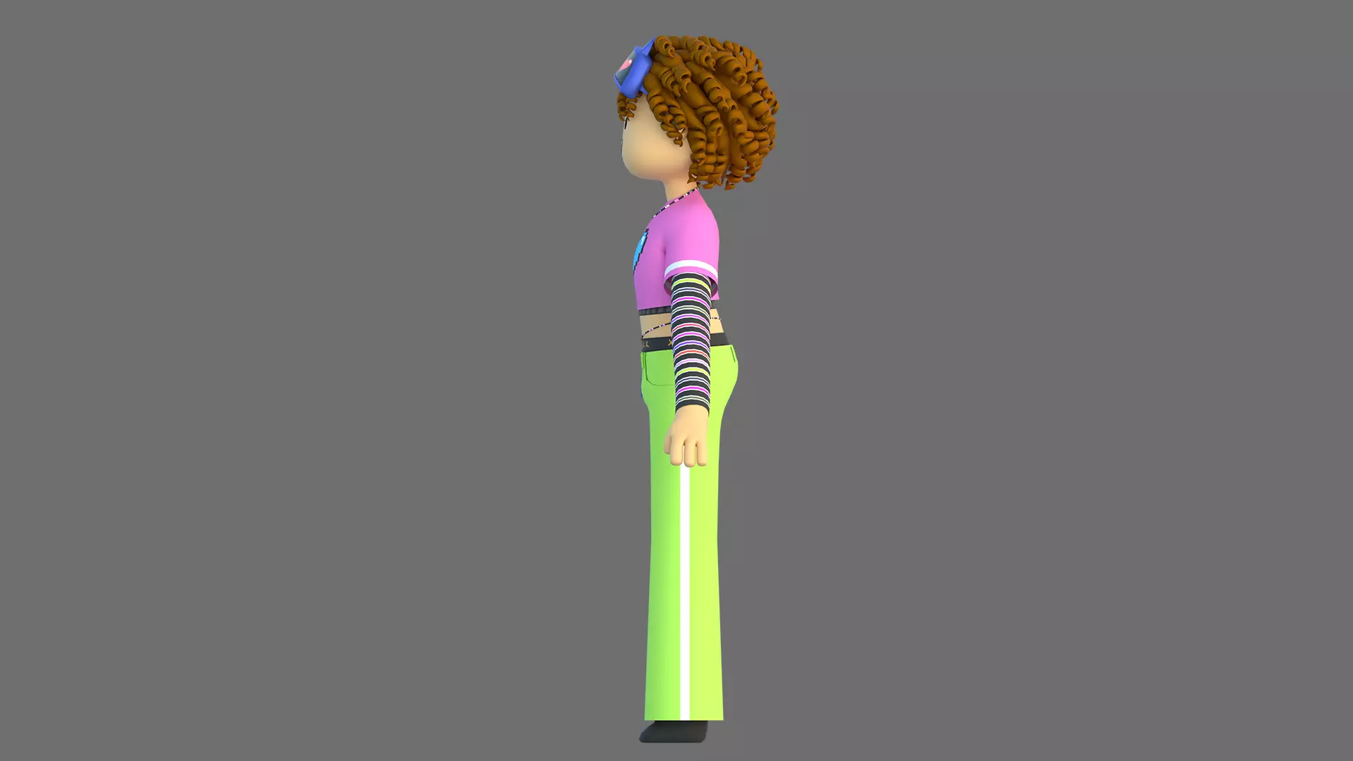 Minimal Cartoon Female Character Low-poly 3D model_11