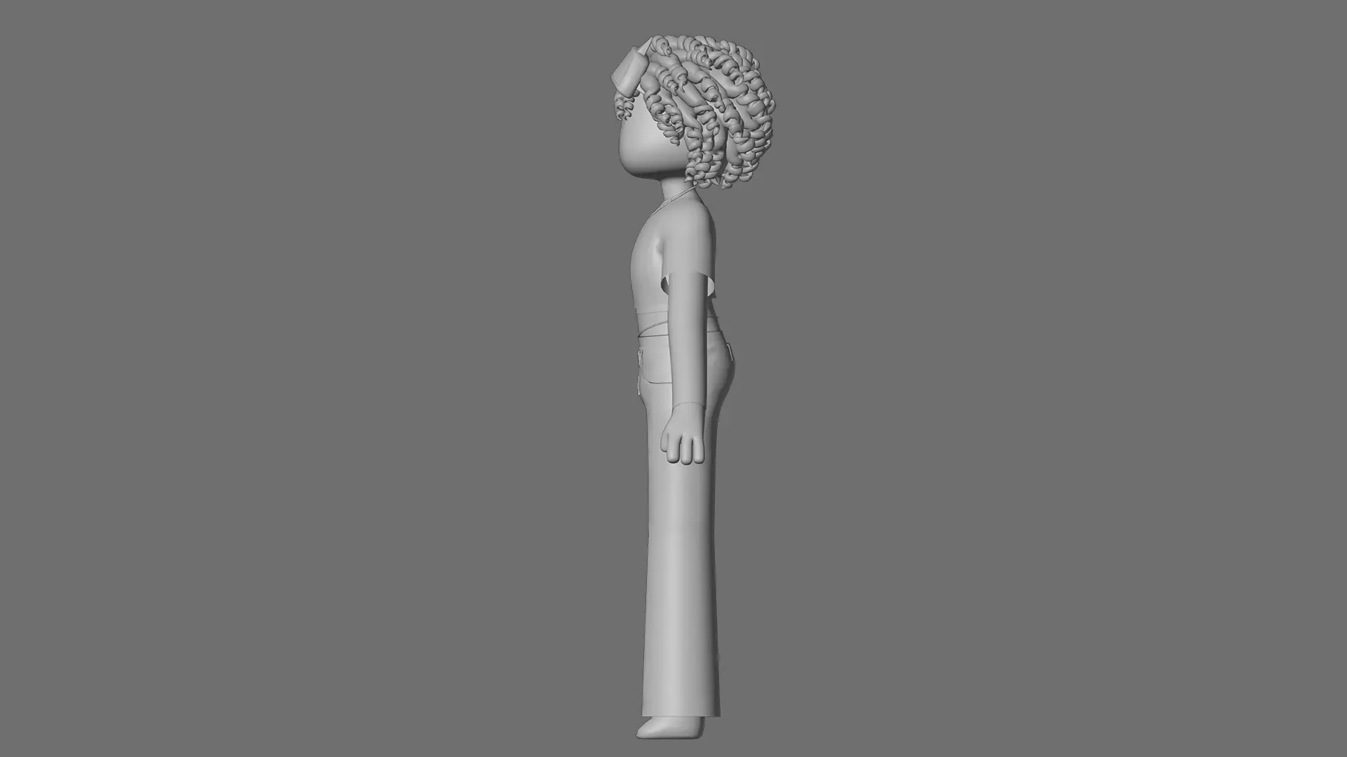 Minimal Cartoon Female Character Low-poly 3D model_23