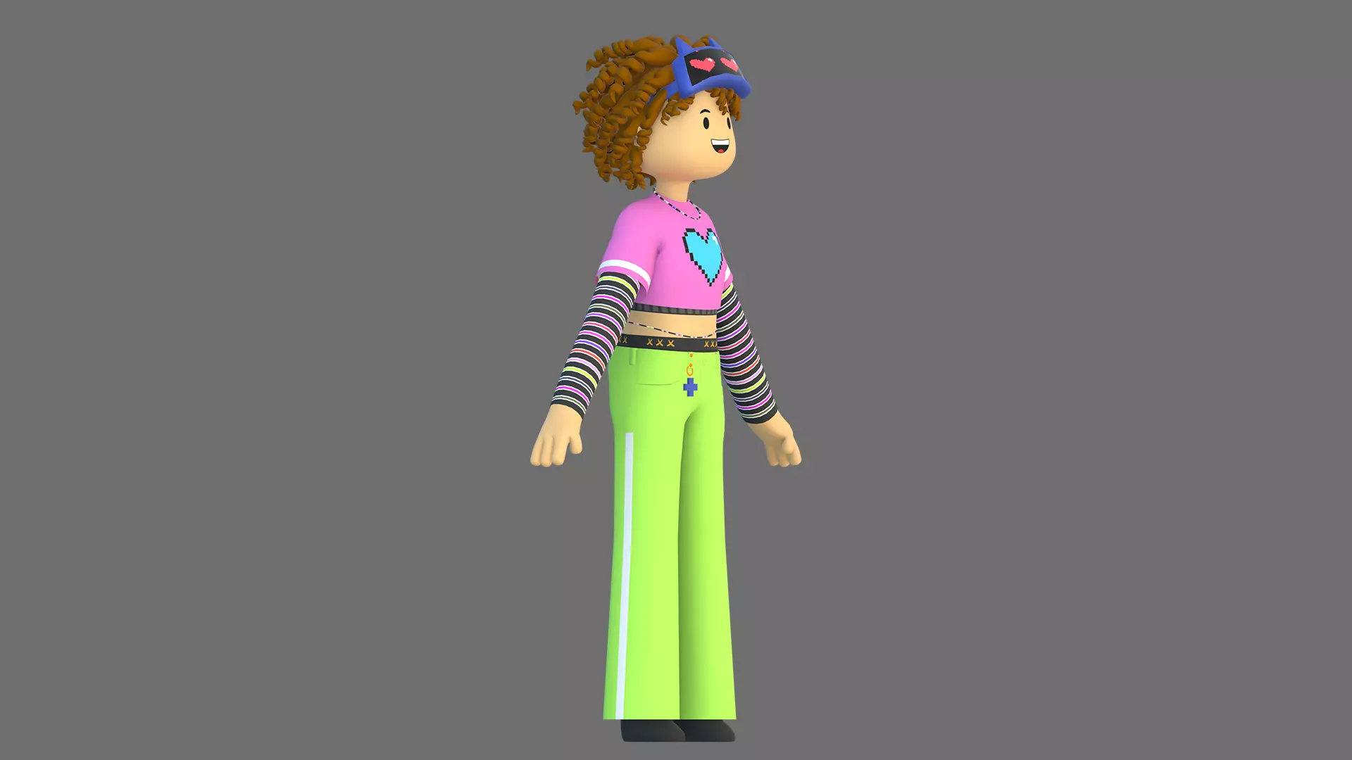 Minimal Cartoon Female Character Low-poly 3D model_18
