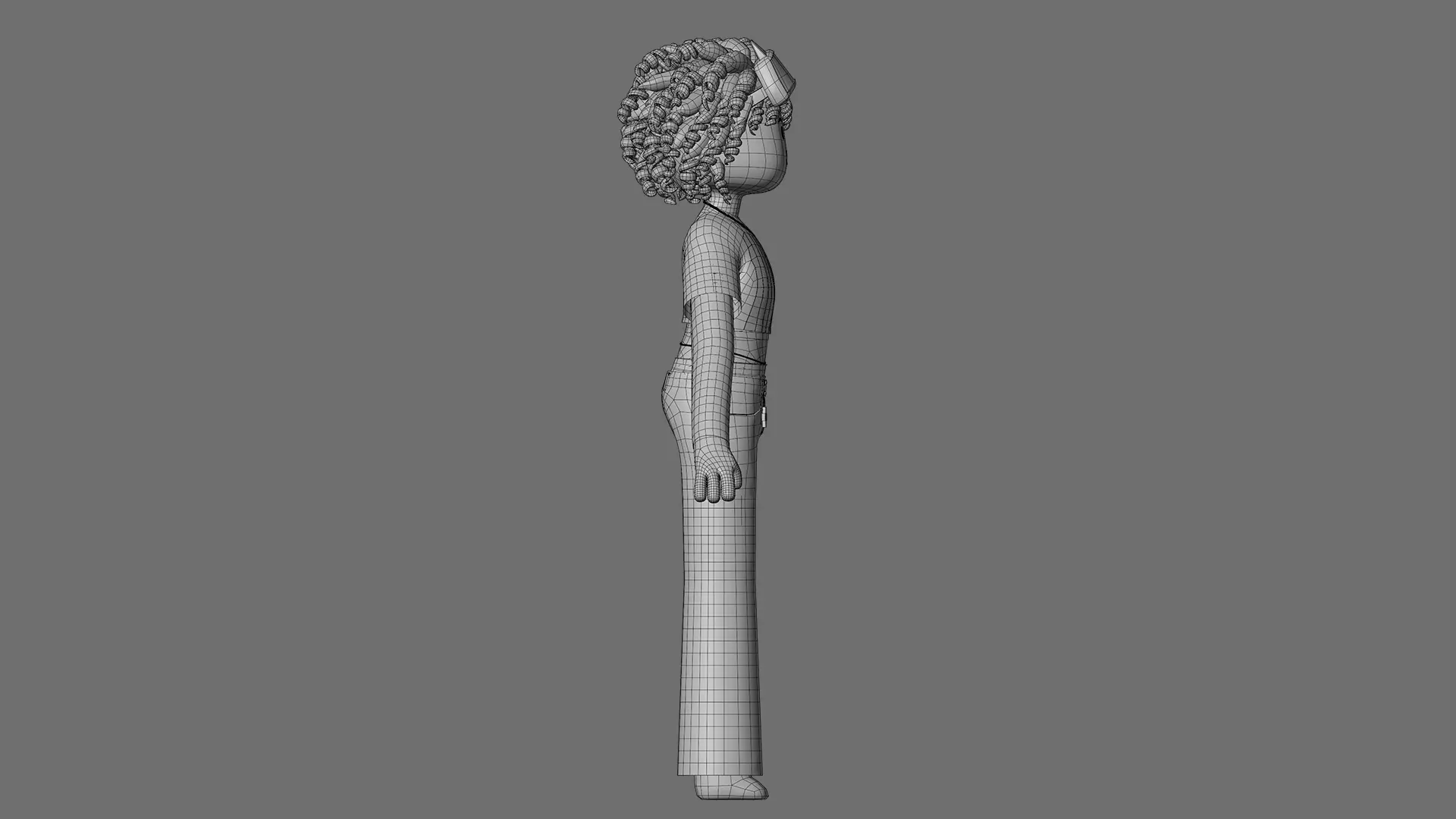 Minimal Cartoon Female Character Low-poly 3D model_27