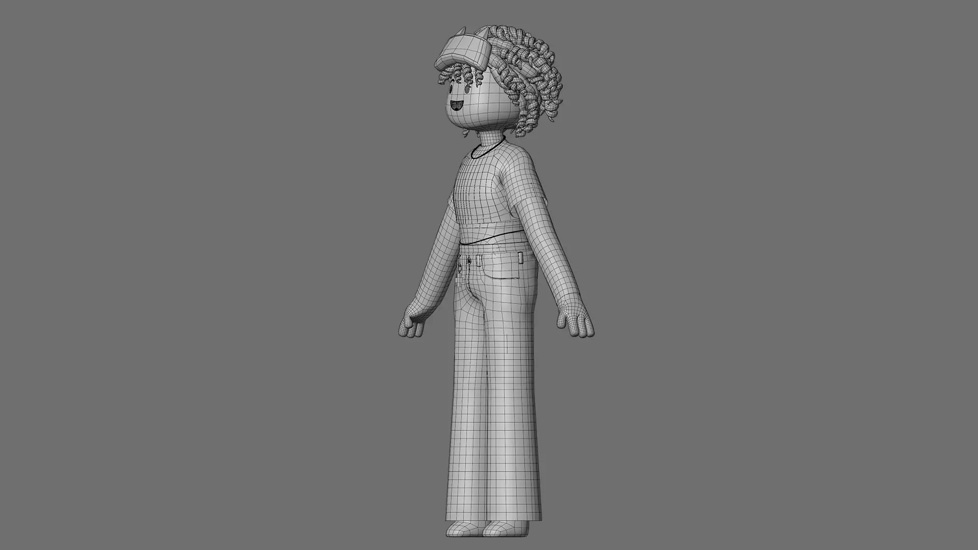 Minimal Cartoon Female Character Low-poly 3D model_31