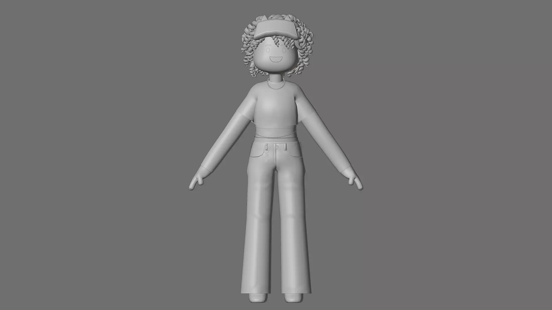 Minimal Cartoon Female Character Low-poly 3D model_20
