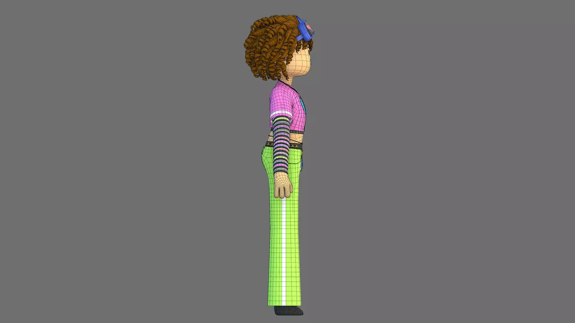 Minimal Cartoon Female Character Low-poly 3D model_33
