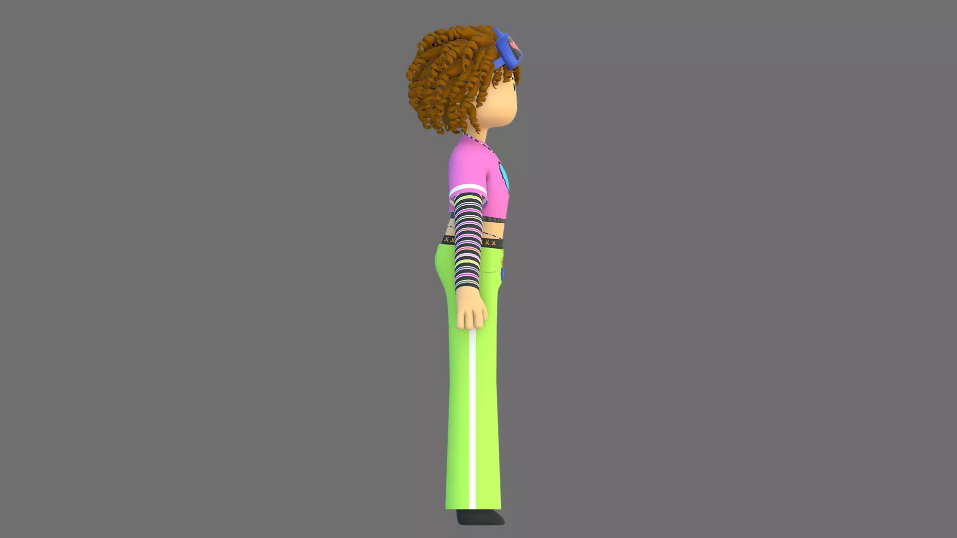 Minimal Cartoon Female Character Low-poly 3D model_15