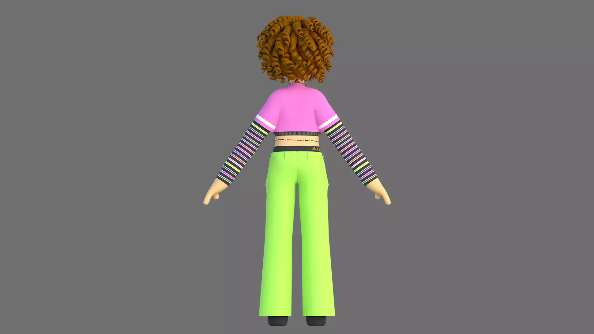 Minimal Cartoon Female Character Low-poly 3D model_10