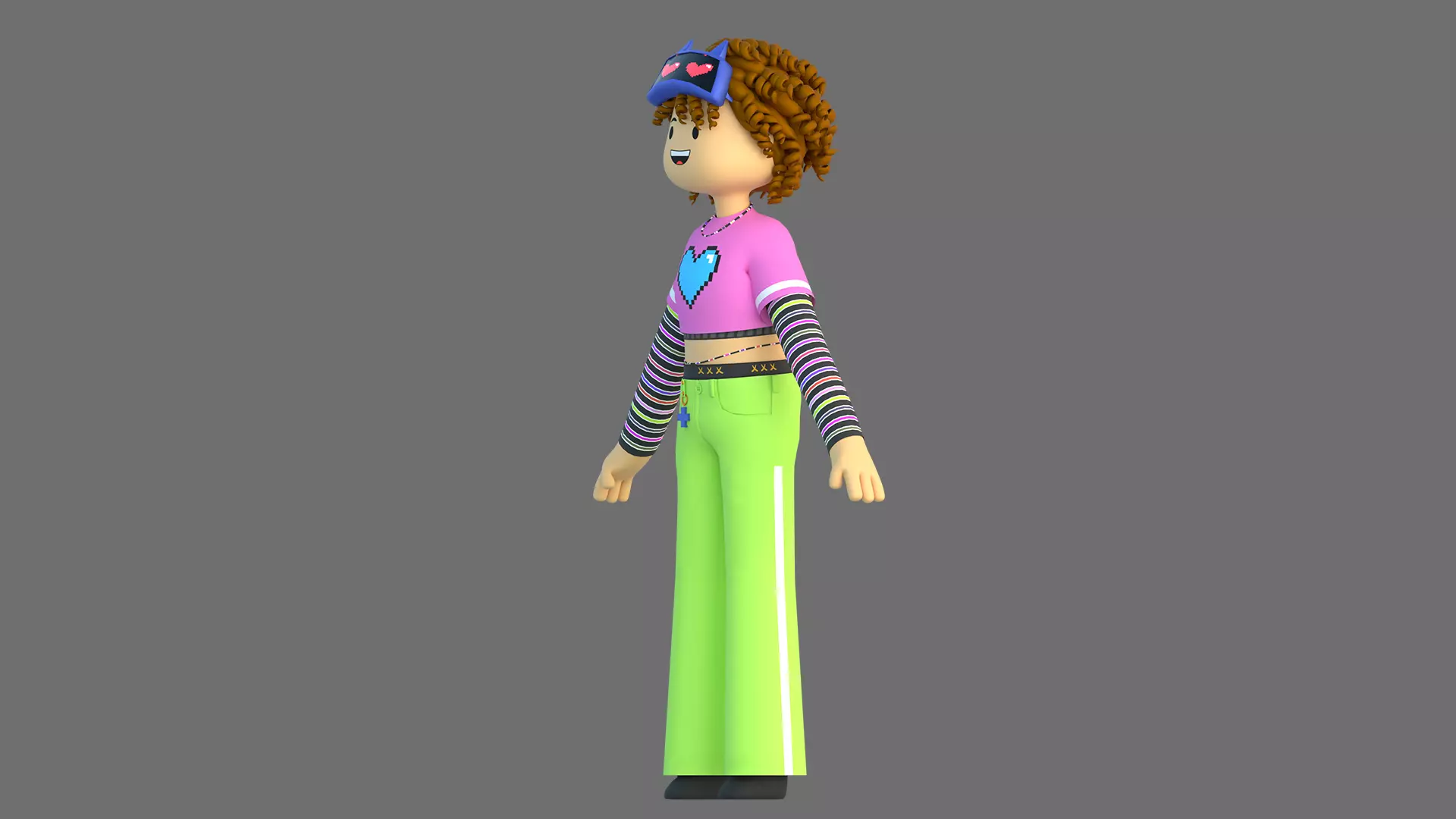 Minimal Cartoon Female Character Low-poly 3D model_13