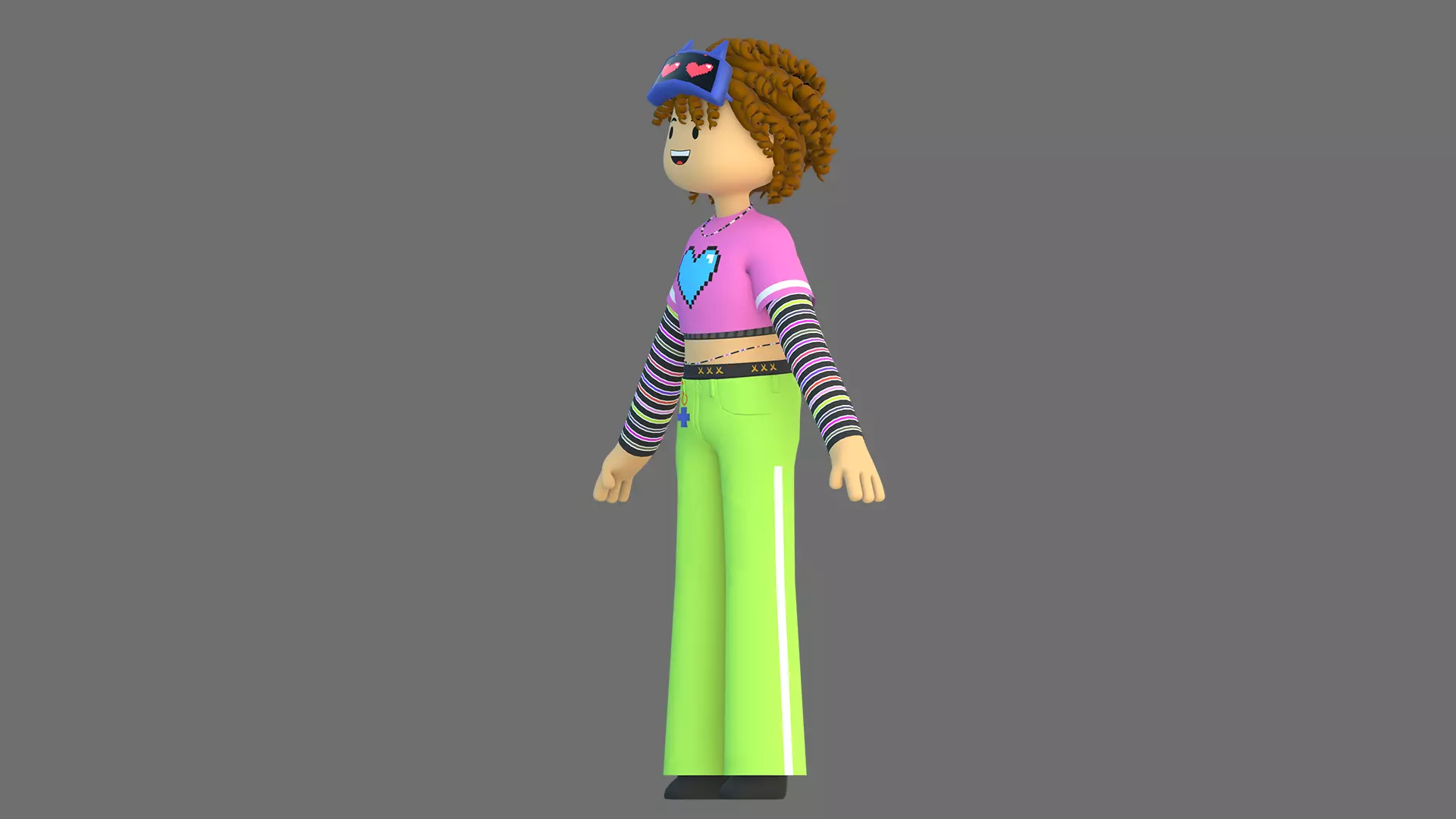 Minimal Cartoon Female Character Low-poly 3D model_19