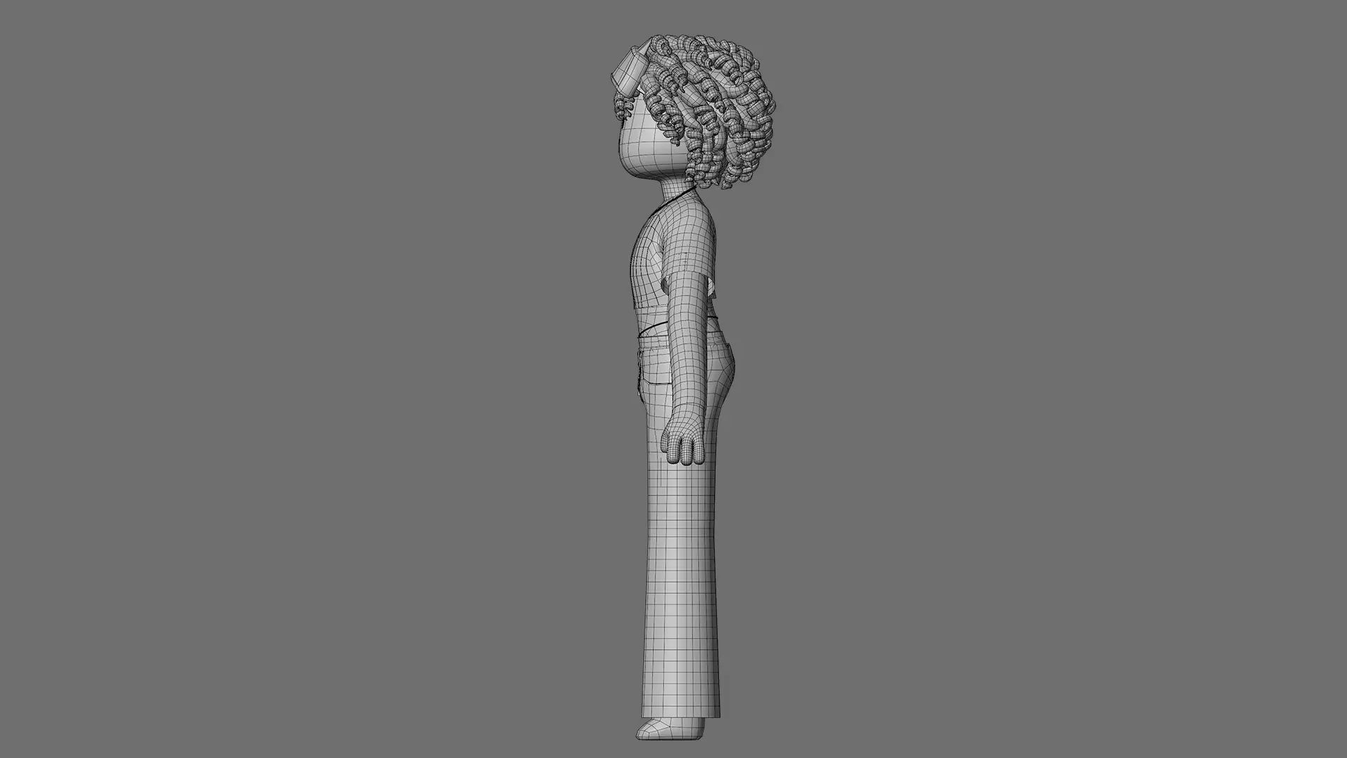 Minimal Cartoon Female Character Low-poly 3D model_29