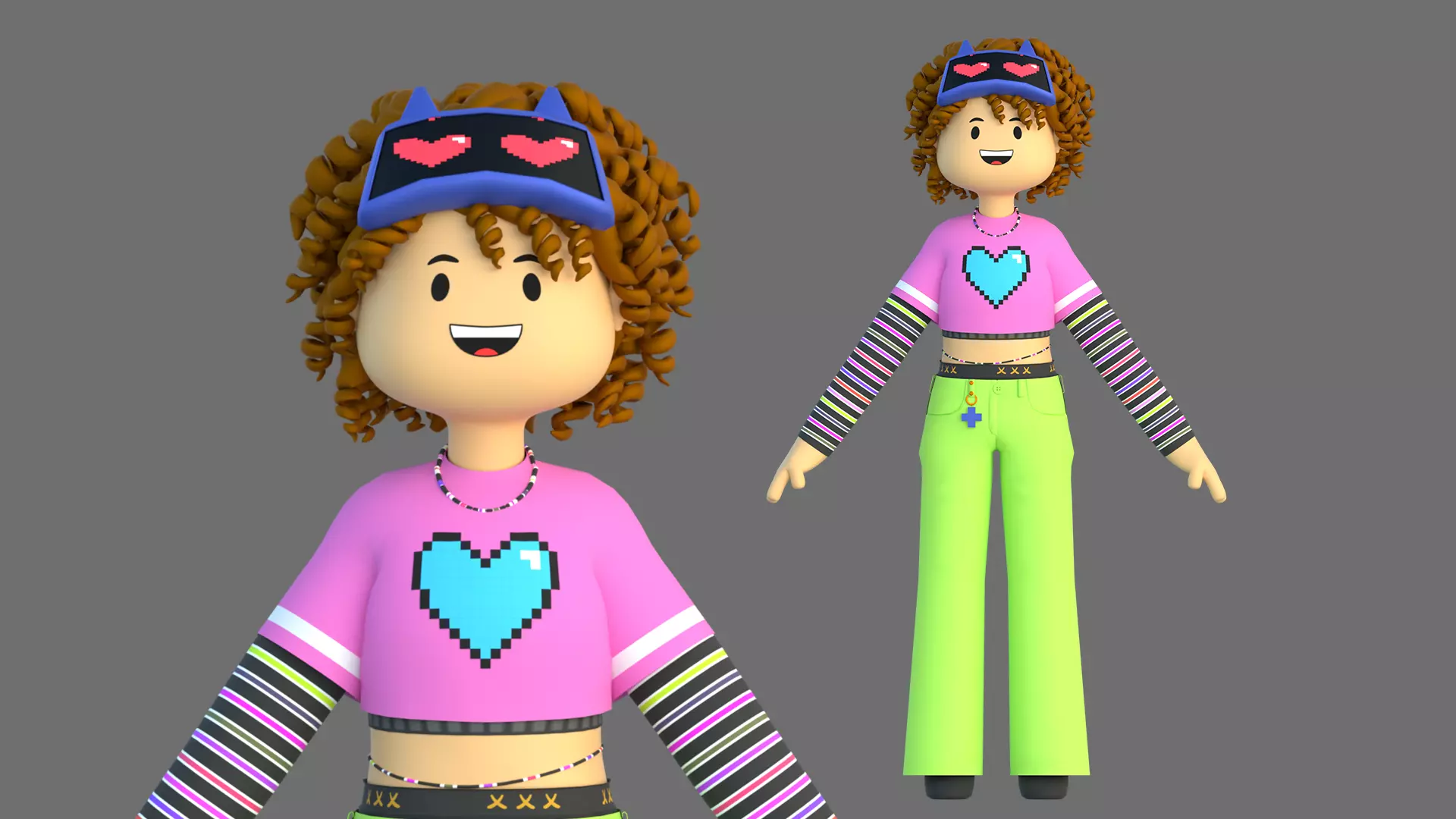Minimal Cartoon Female Character Low-poly 3D model_0