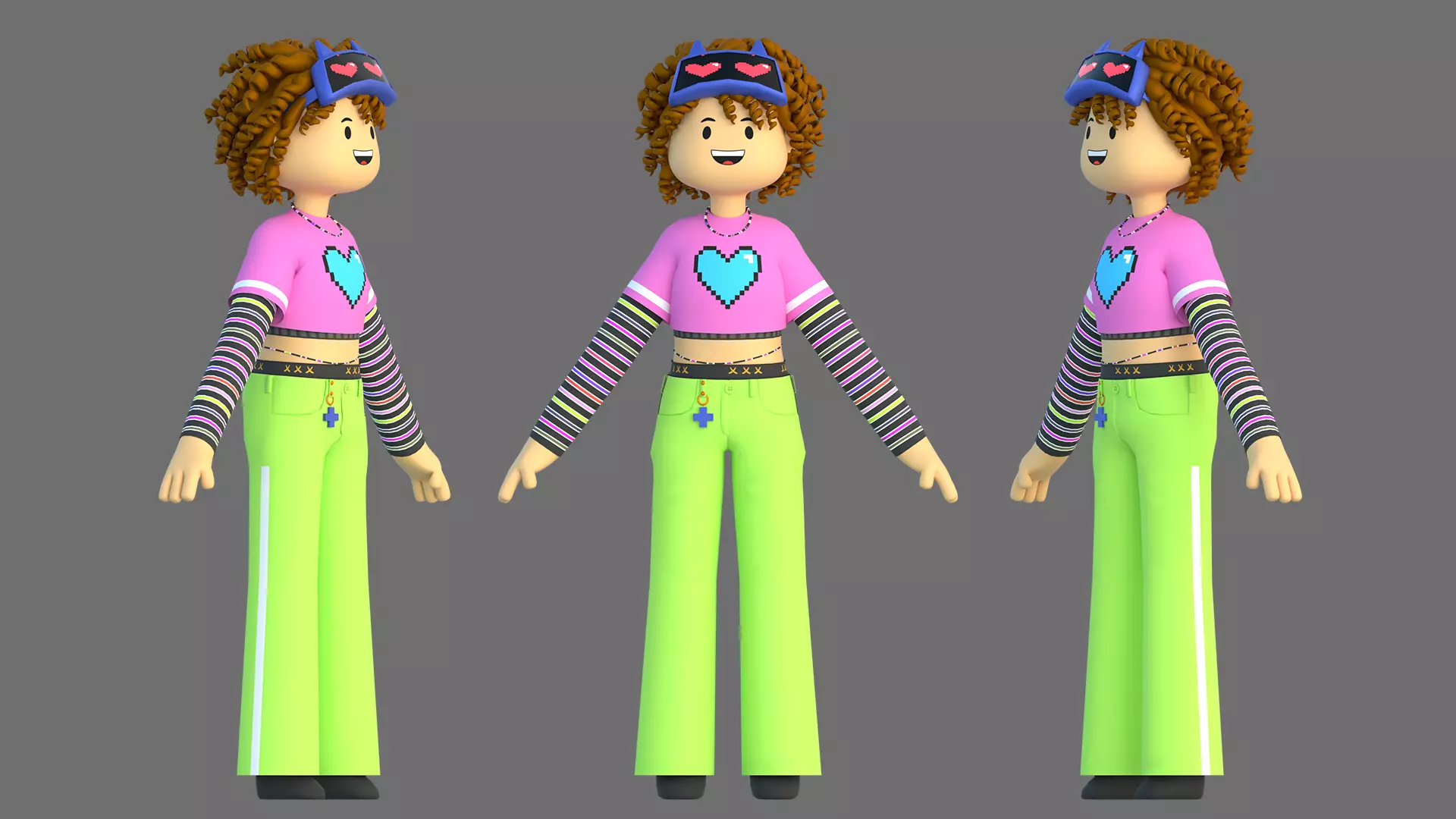 Minimal Cartoon Female Character Low-poly 3D model_3