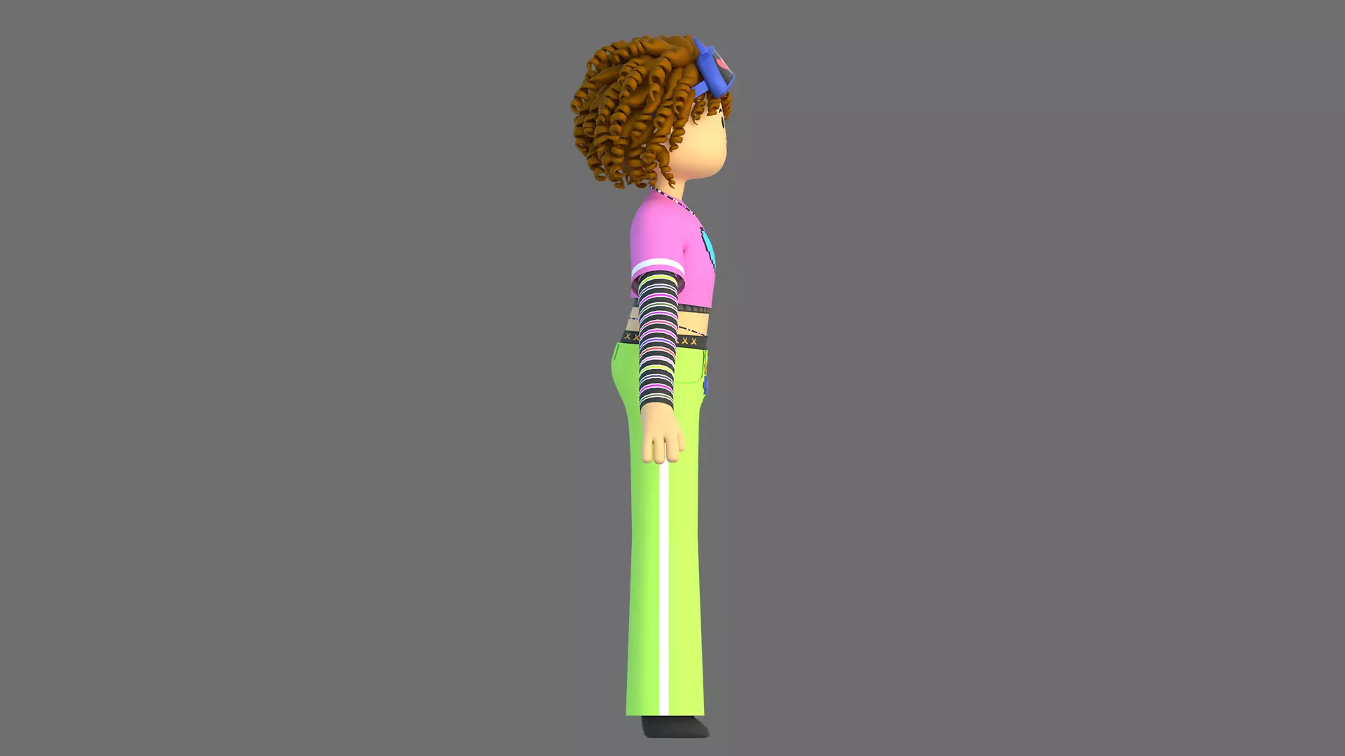 Minimal Cartoon Female Character Low-poly 3D model_9