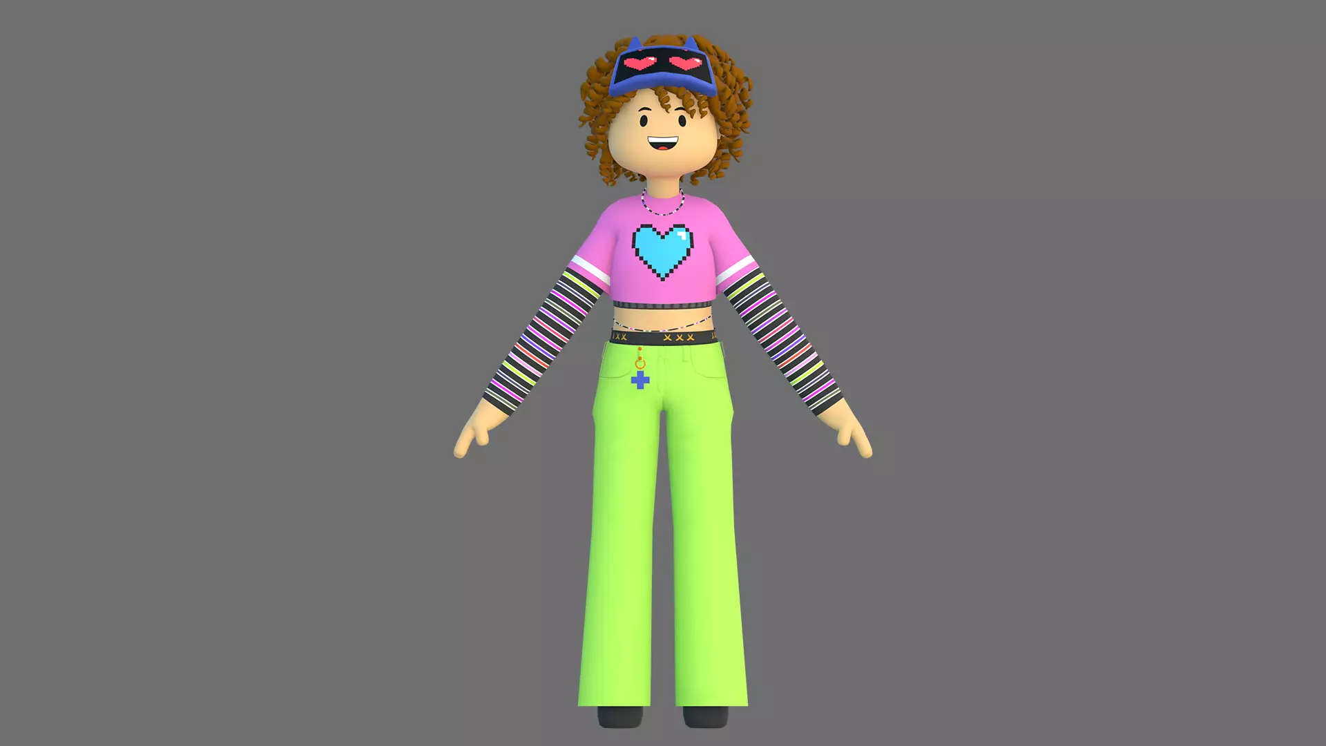 Minimal Cartoon Female Character Low-poly 3D model_14