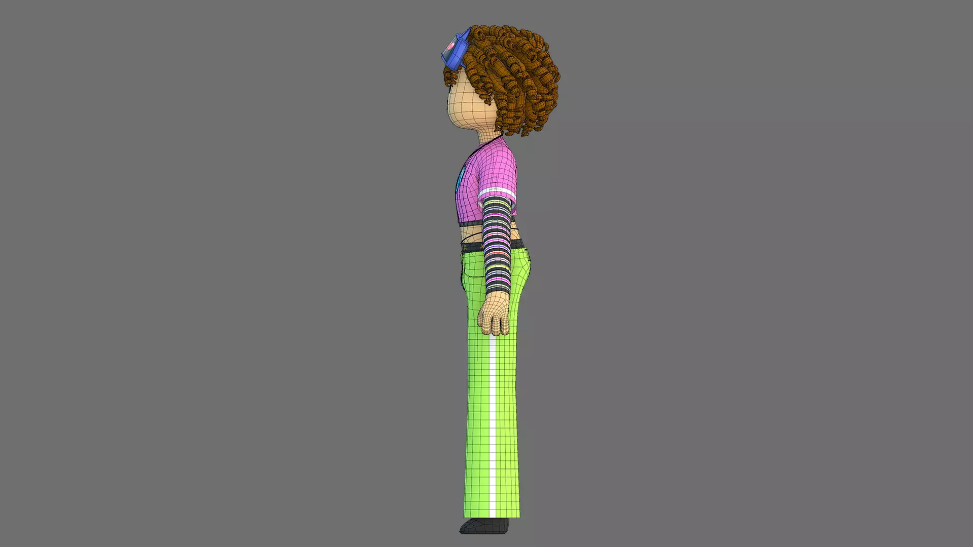 Minimal Cartoon Female Character Low-poly 3D model_35