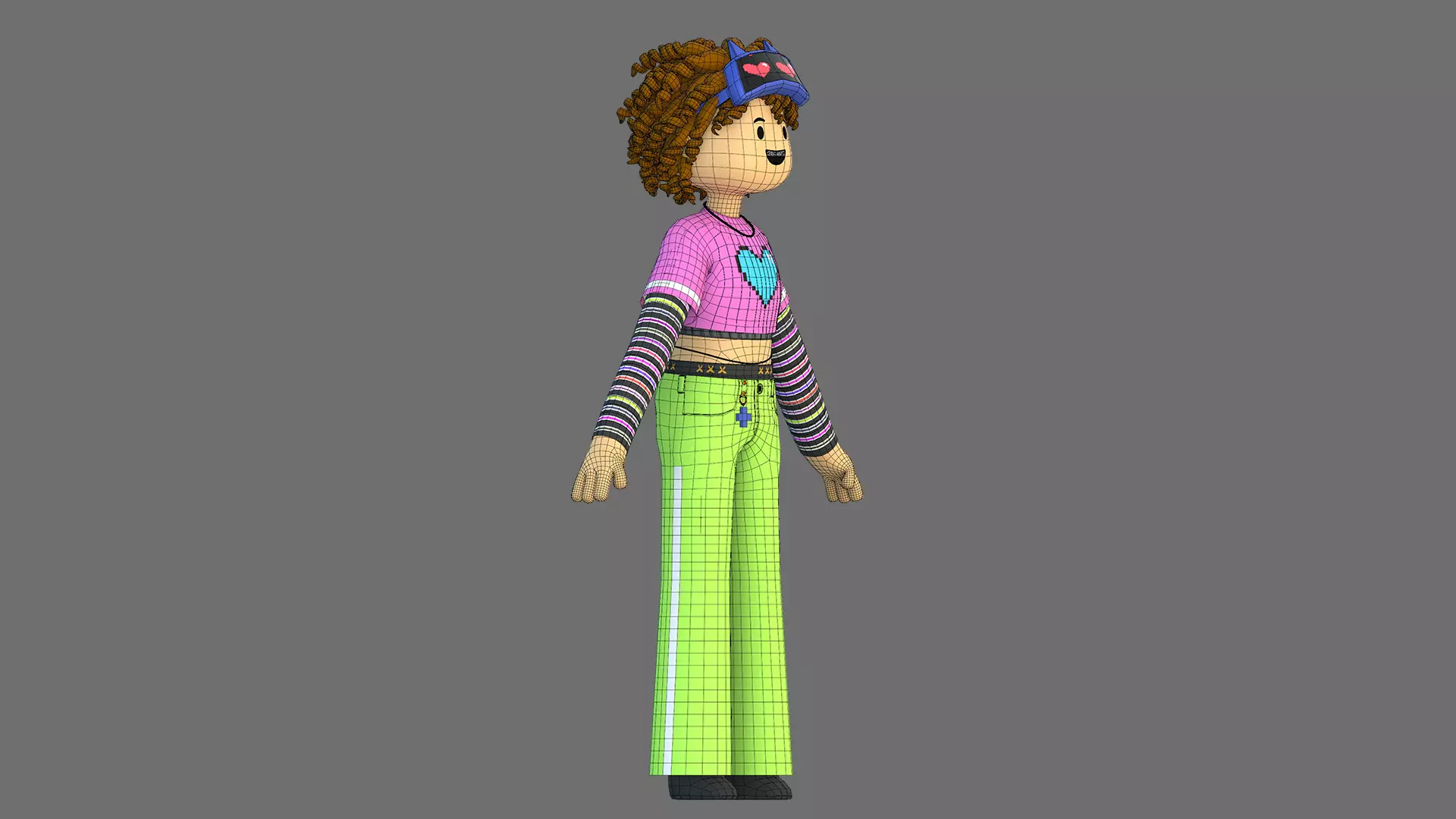 Minimal Cartoon Female Character Low-poly 3D model_36