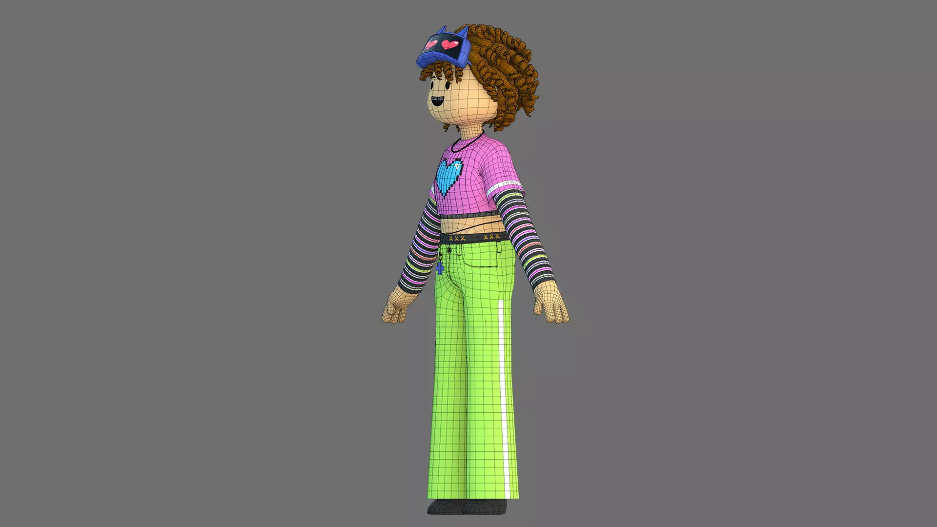 Minimal Cartoon Female Character Low-poly 3D model_37