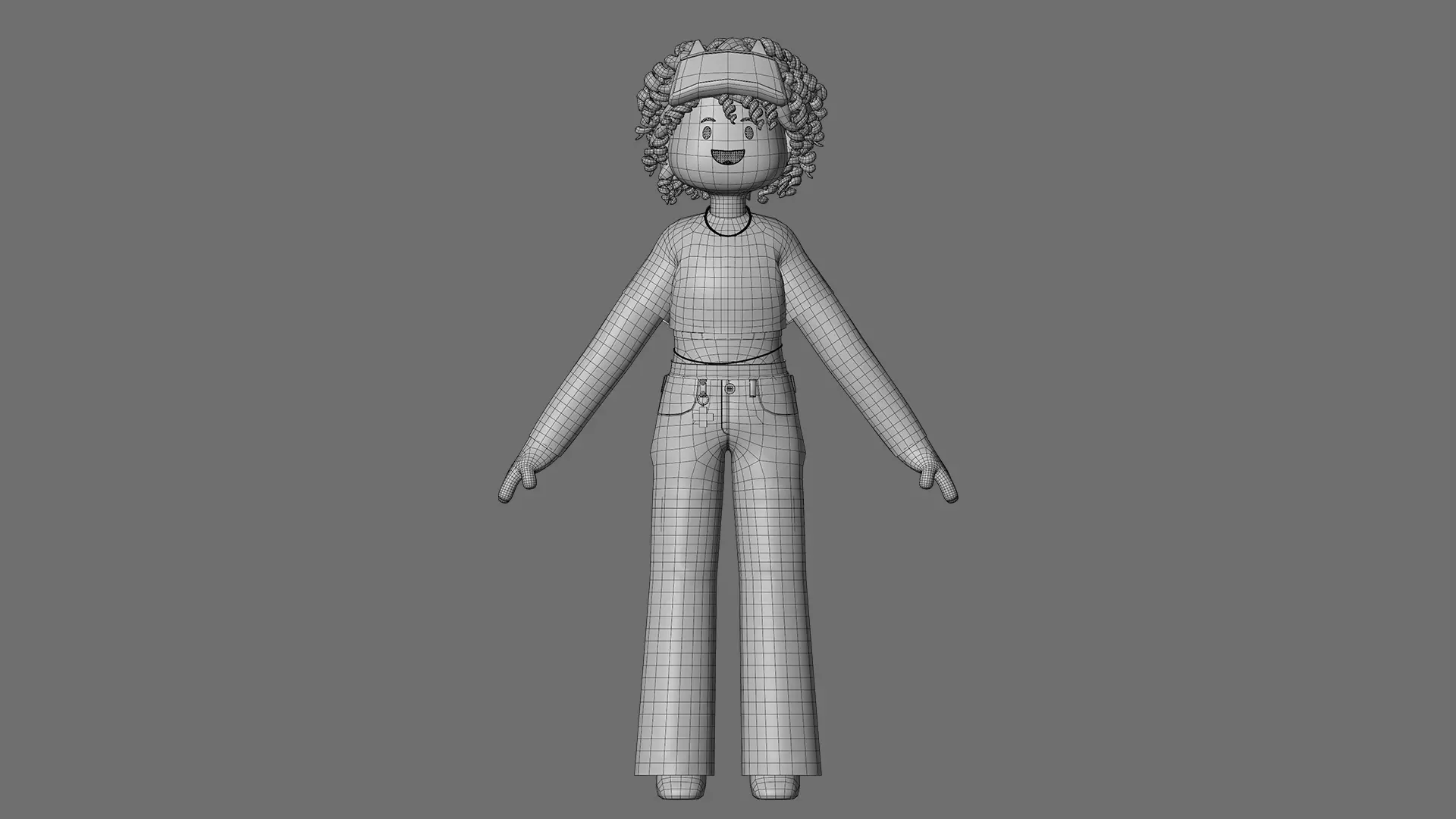 Minimal Cartoon Female Character Low-poly 3D model_26
