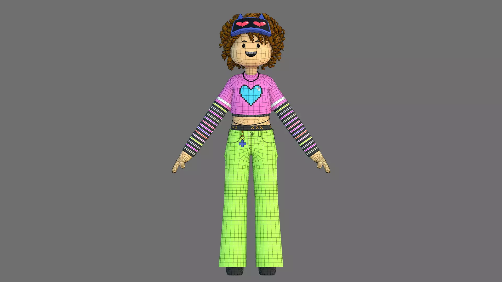 Minimal Cartoon Female Character Low-poly 3D model_32