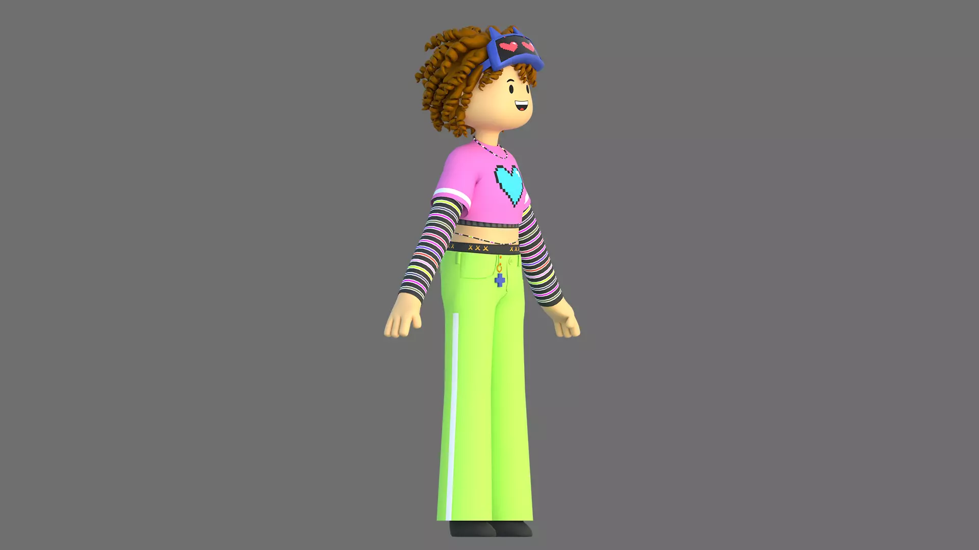 Minimal Cartoon Female Character Low-poly 3D model_12