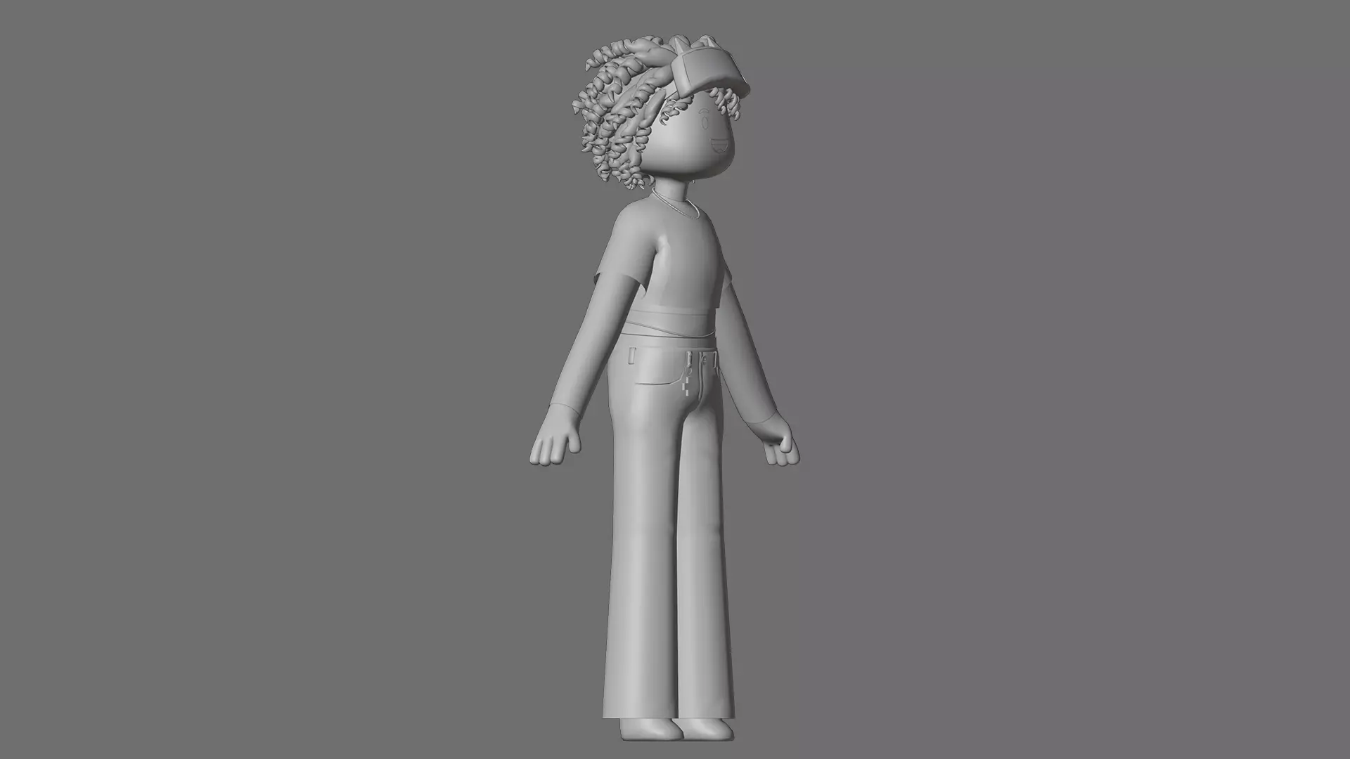 Minimal Cartoon Female Character Low-poly 3D model_24
