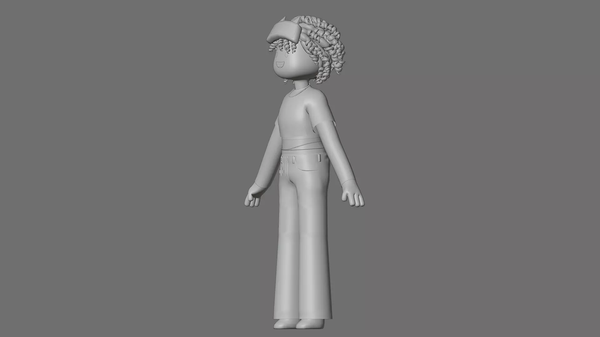 Minimal Cartoon Female Character Low-poly 3D model_25
