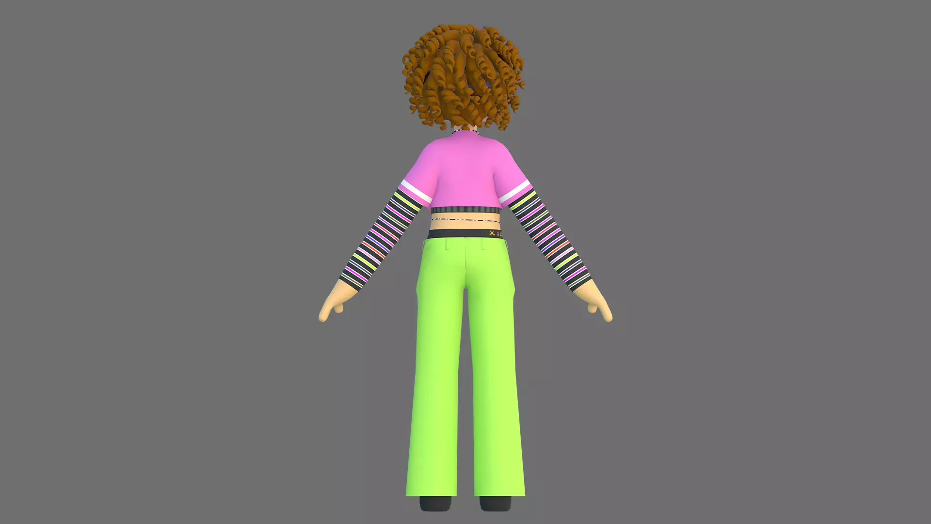Minimal Cartoon Female Character Low-poly 3D model_16