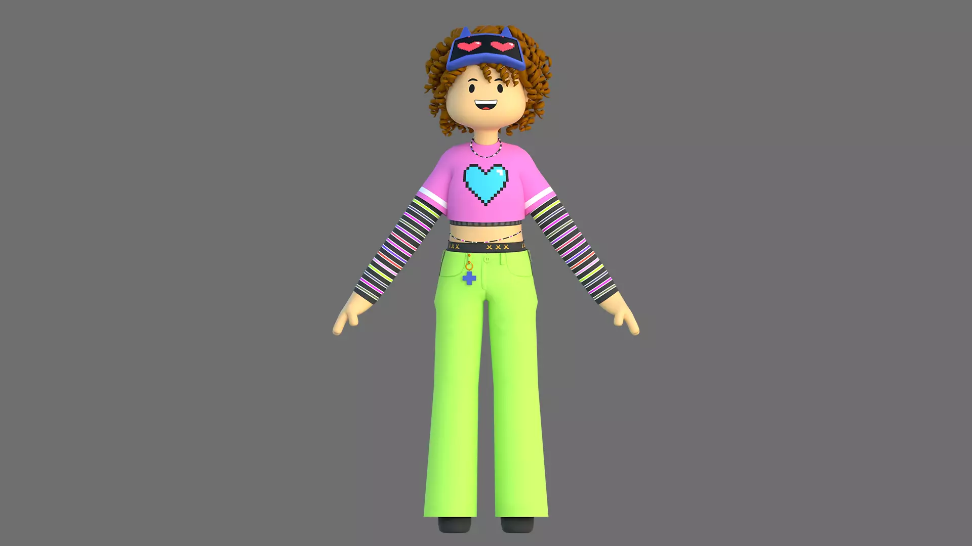 Minimal Cartoon Female Character Low-poly 3D model_8