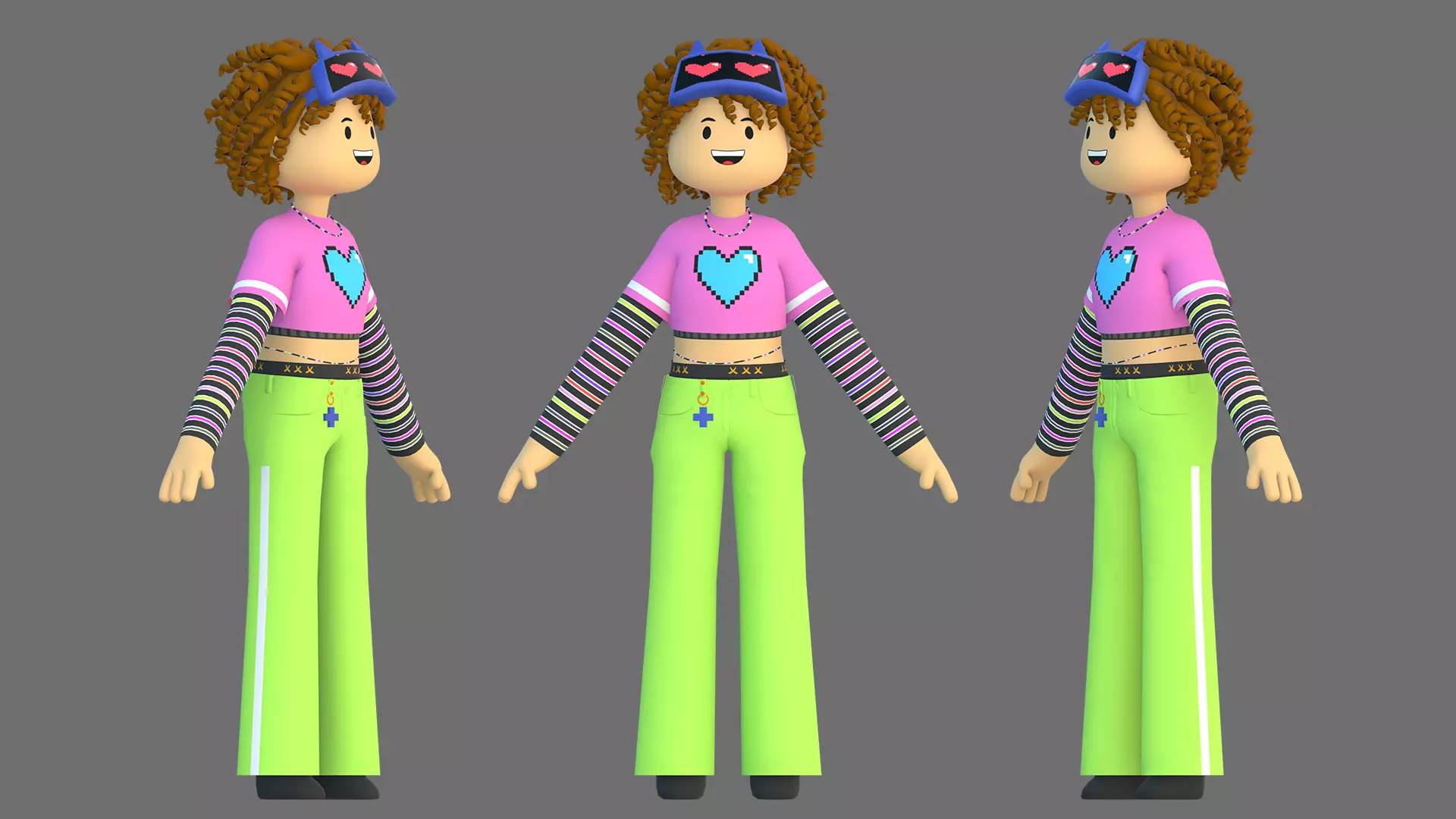 Minimal Cartoon Female Character Low-poly 3D model_4