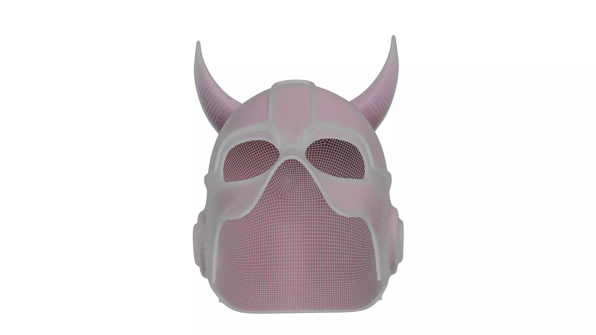 Stylized Devil Horn Helmet - 3D Printable Mask Two Part Design 3D print model_3
