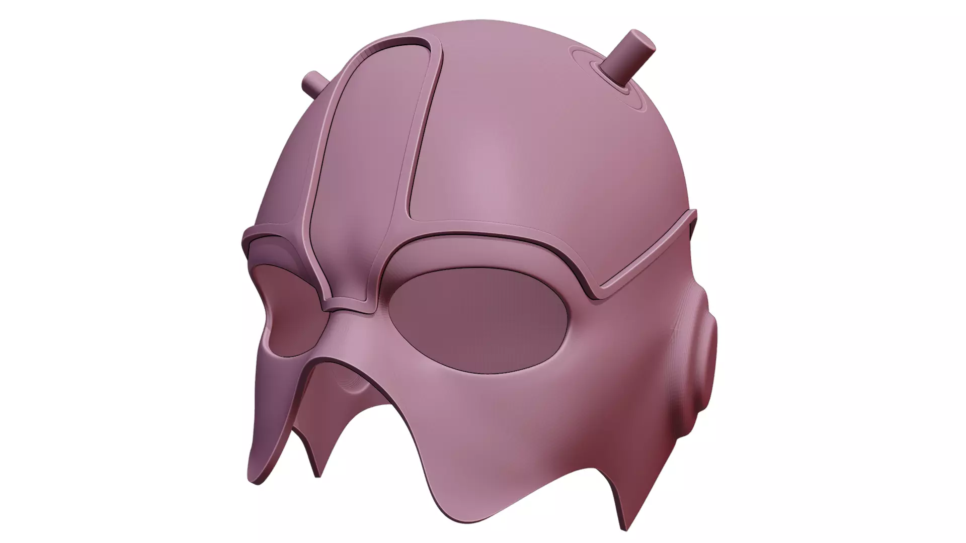 Stylized Devil Horn Helmet - 3D Printable Mask Two Part Design 3D print model_5