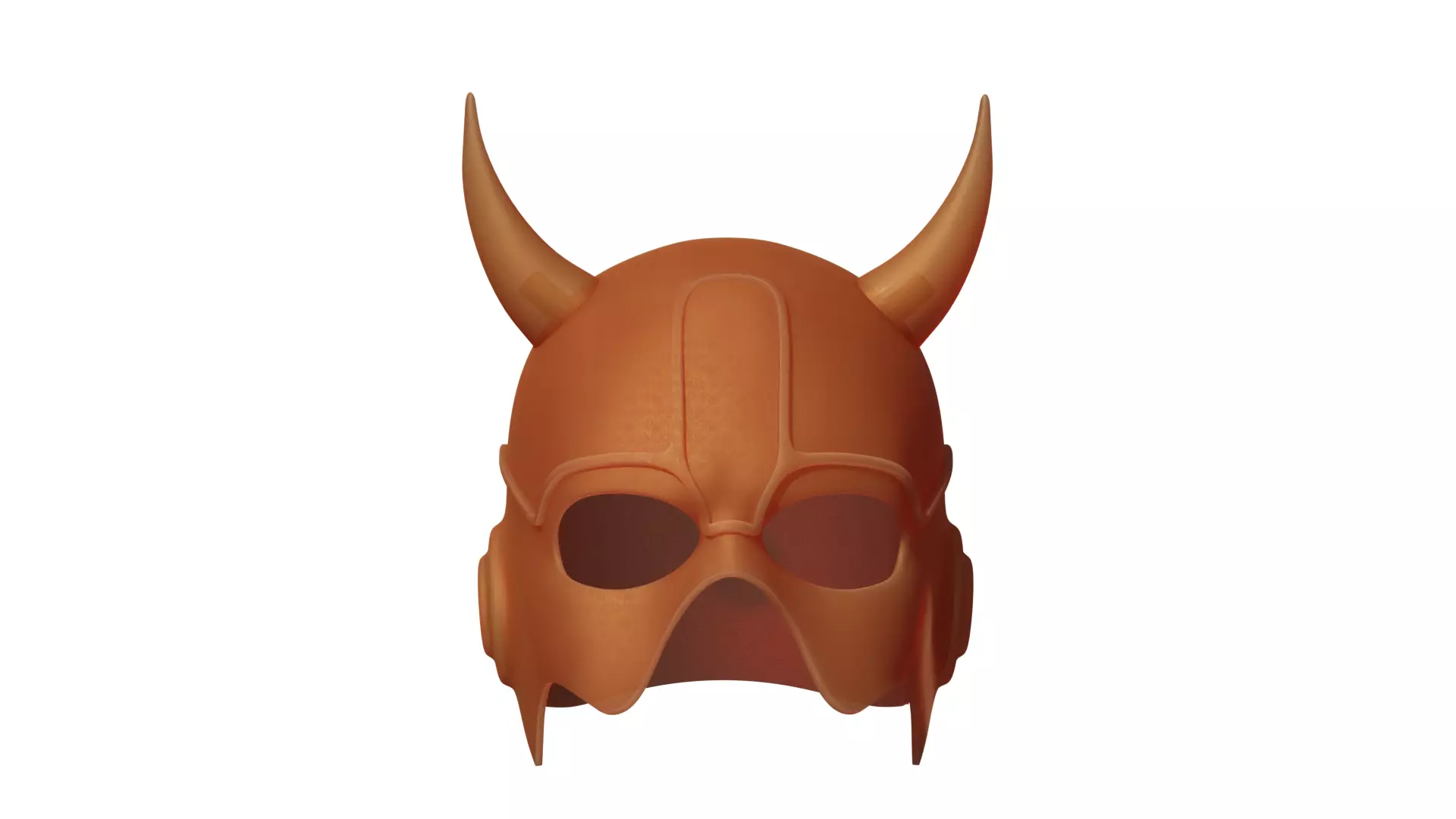 Stylized Devil Horn Helmet - 3D Printable Mask Two Part Design 3D print model_0