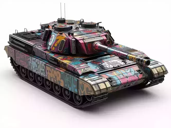 Graffiti Battle Tank 3D Model Urban Art War Machine Low-poly 3D model Graffiti Battle Tank 3D Model Urban Art War Machine Low-poly 3D model