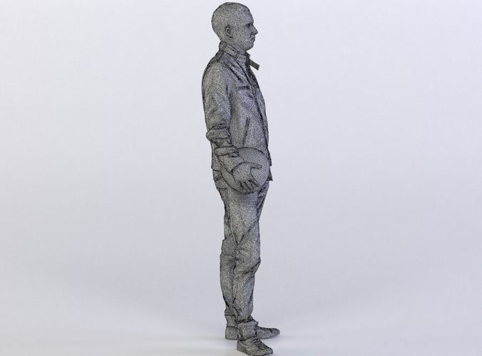 Lars 0067 Man in a leather jacket holding a helmet