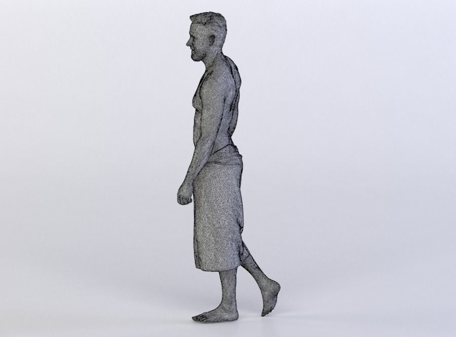 Kent 0230 Man in a bath towel walking towards camera 3D model_5