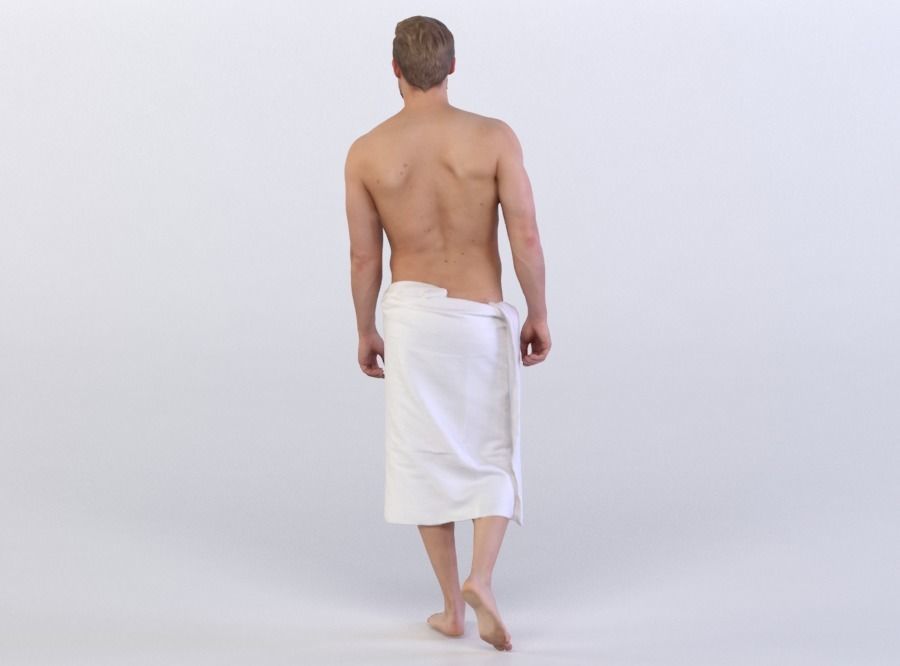 Kent 0230 Man in a bath towel walking towards camera 3D model_2