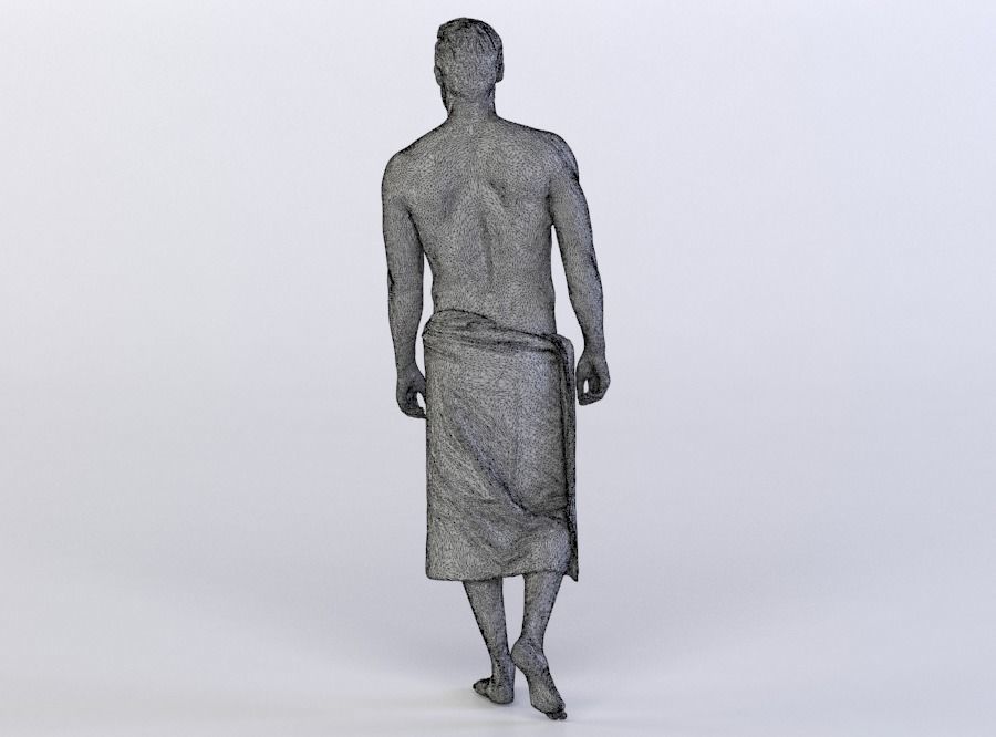 Kent 0230 Man in a bath towel walking towards camera 3D model_6