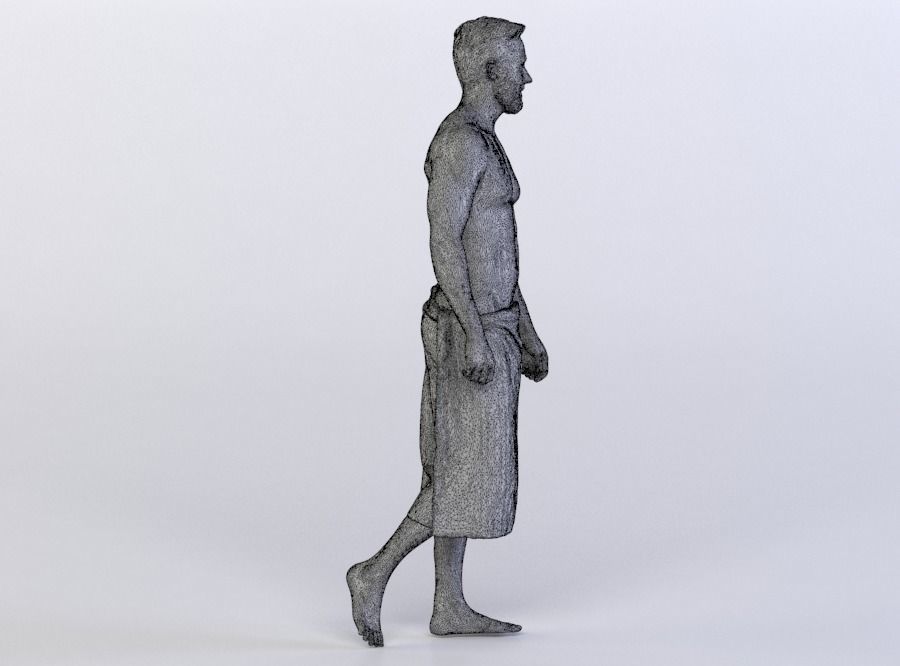 Kent 0230 Man in a bath towel walking towards camera 3D model_7