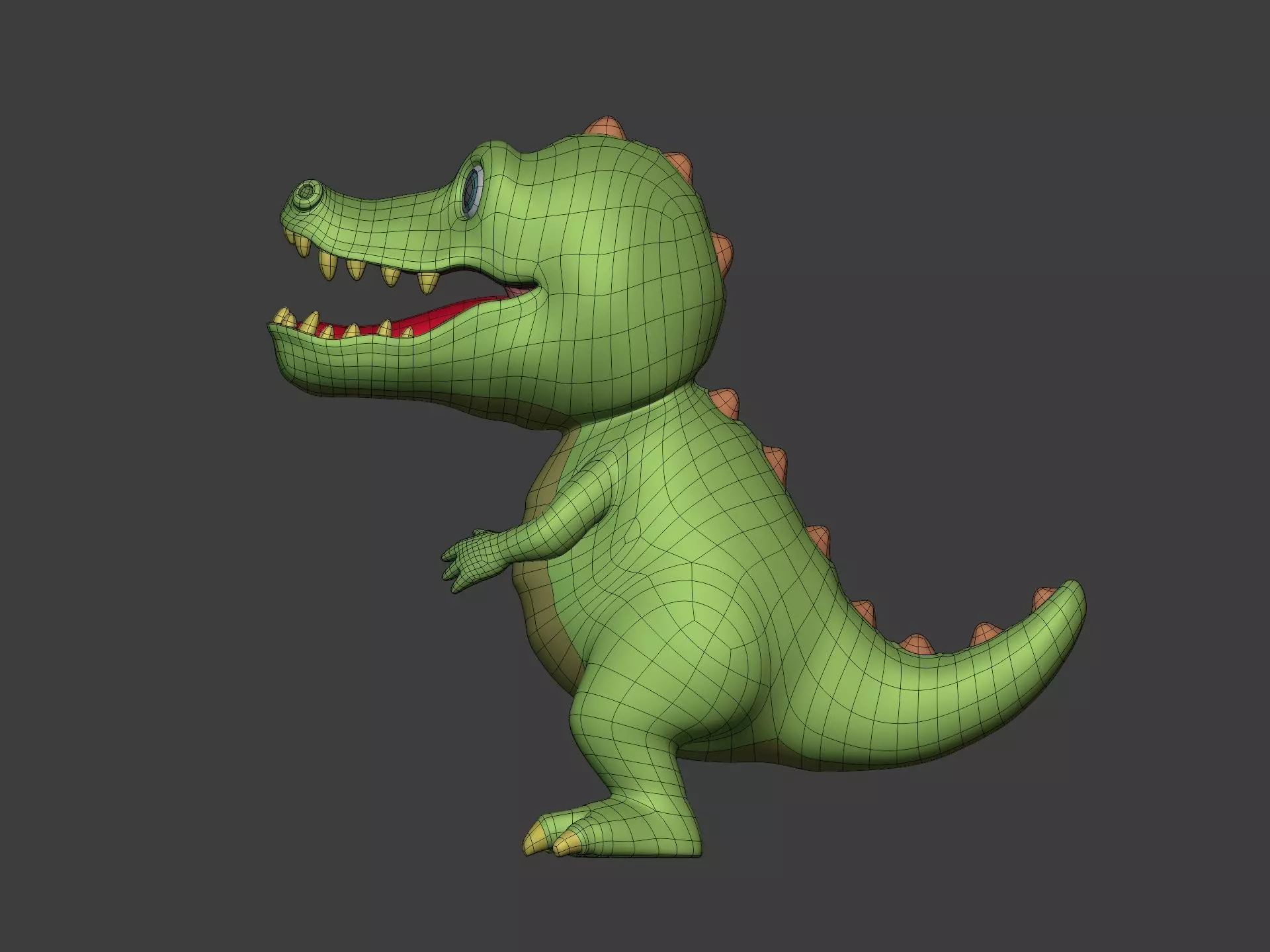 Cartoon Animal Characters - Crocodile Mascot - Dragon - Dinosaur Low-poly 3D model_9