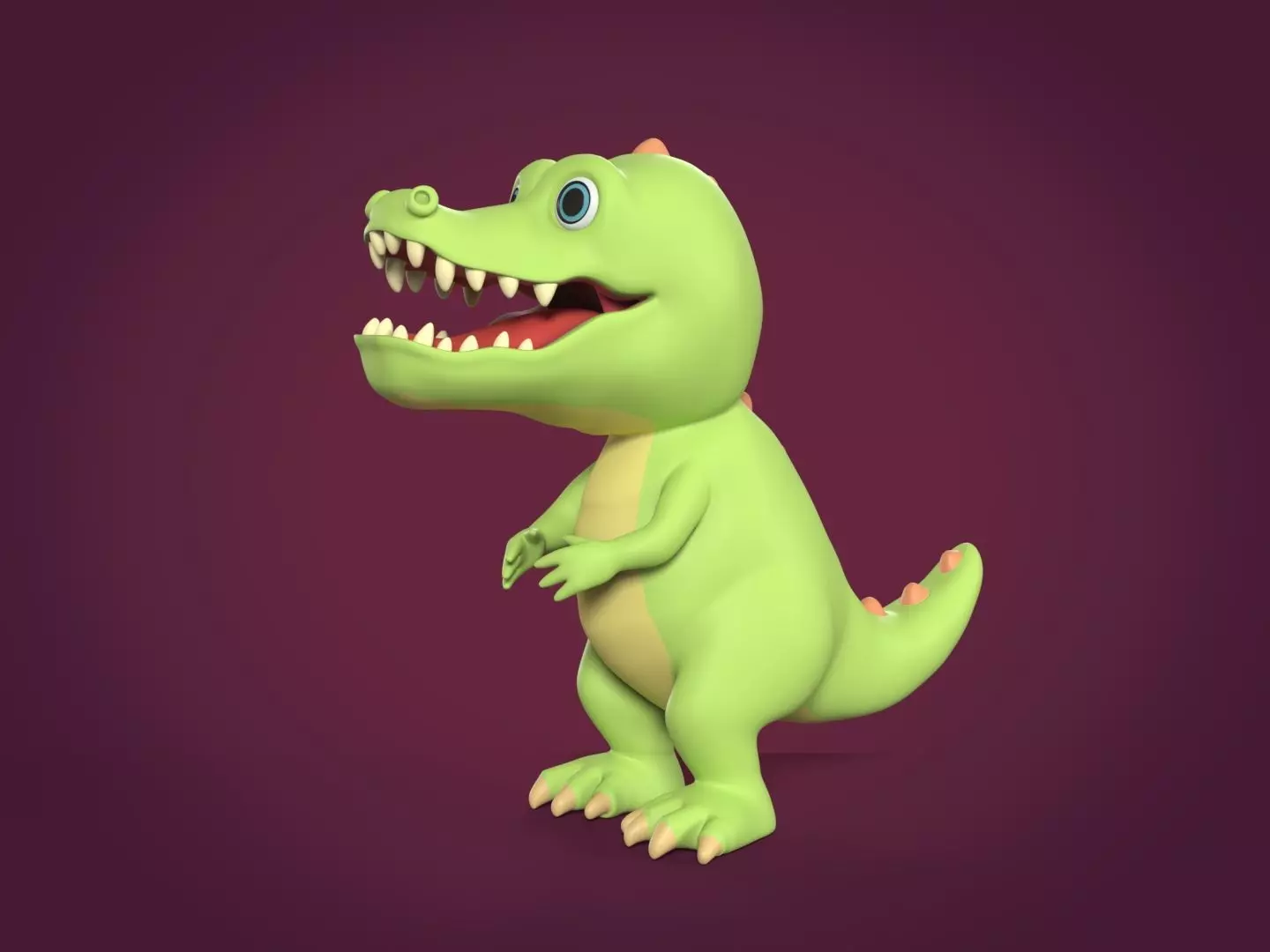 Cartoon Animal Characters - Crocodile Mascot - Dragon - Dinosaur Low-poly 3D model_0
