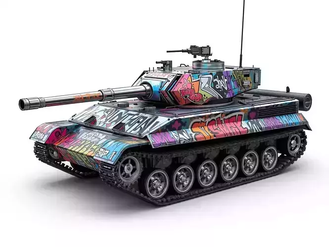 Graffiti Art Battle Tank 3D Model Urban Chaos Machine Low-poly 3D model Graffiti Art Battle Tank 3D Model Urban Chaos Machine Low-poly 3D model