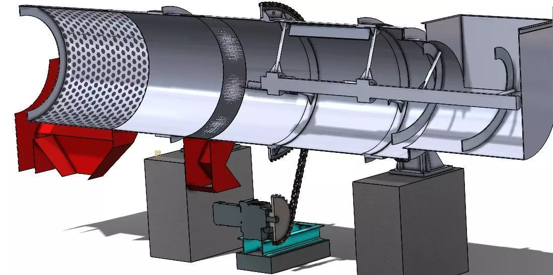 NUT POLISHING DRUM FOR PALM OIL MILL 3D model_3