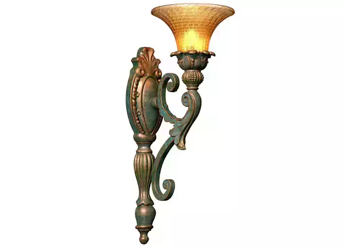 Copper tall classic Wall Light Sconce with Murano glass