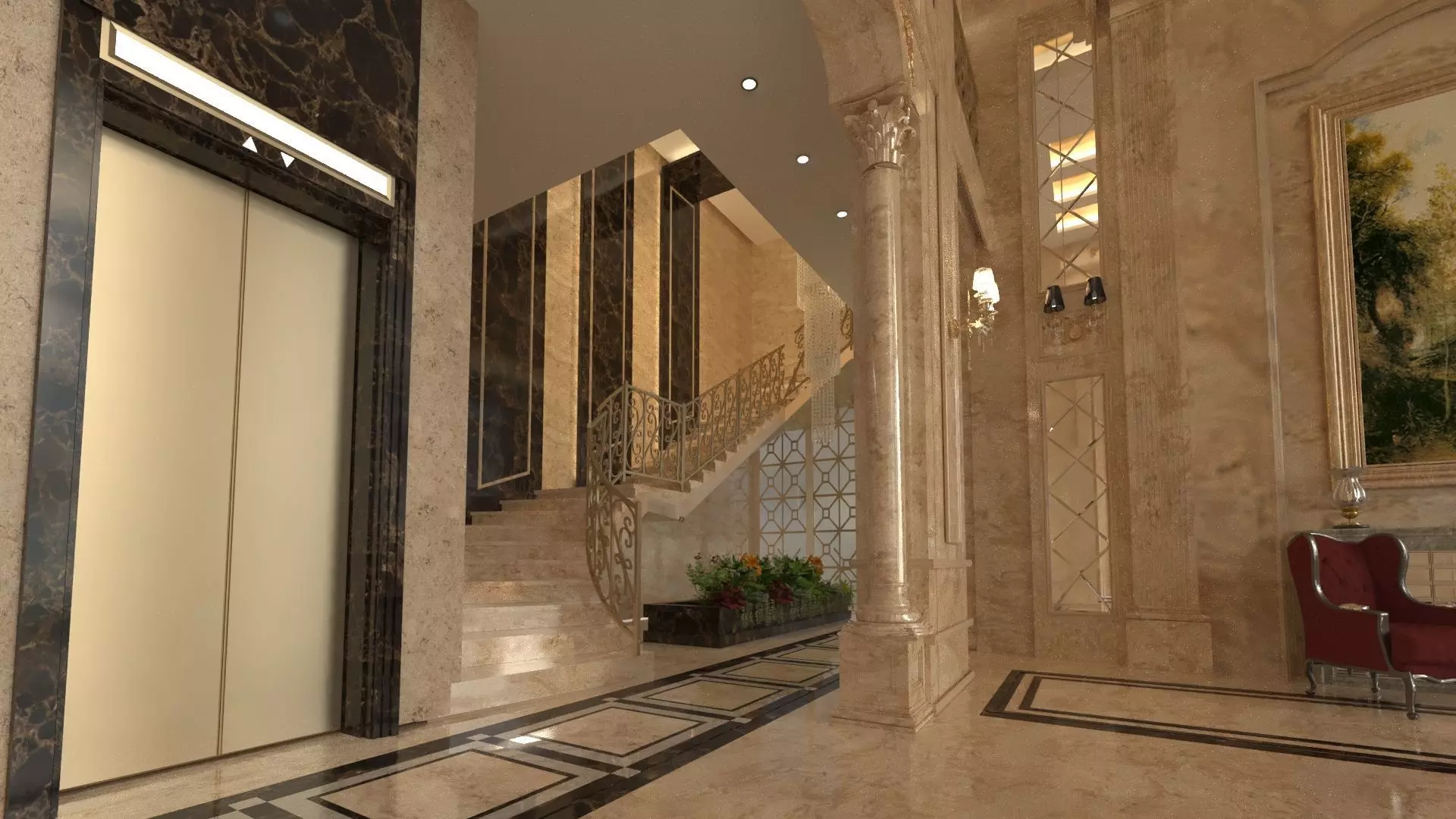 classic  Entrance 3D model_2