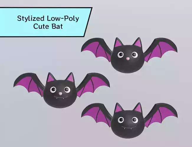 Stylized Low-Poly Cute Bat Low-poly 3D model