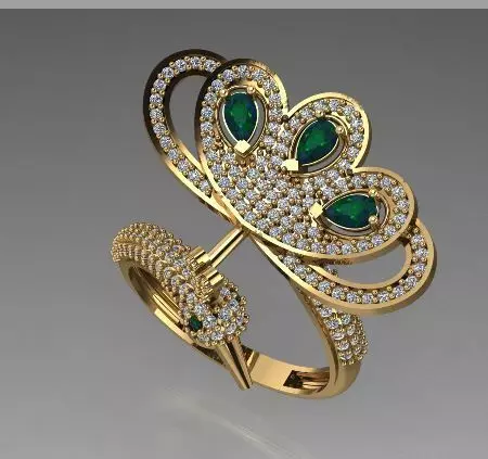 Peacock ring 3D print model_0